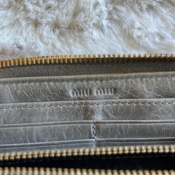 Miu Miu Matelasse Half Zip Long Wallet in Light Gray - Picture 12 of 15